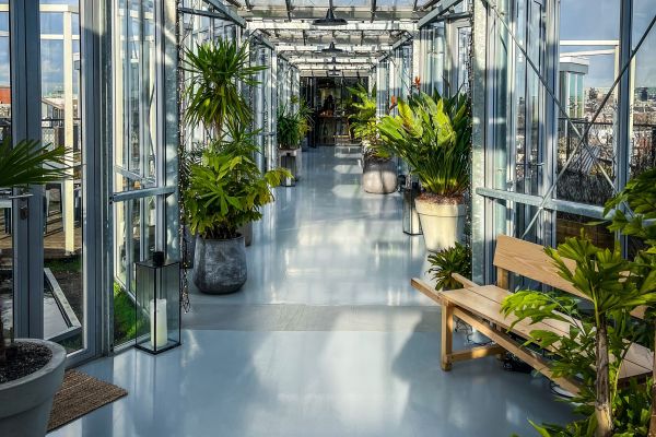 Naturlige materialer og lys med skyggevirkning Varm og indbydende atmosfære skabt med træ, blødt ly