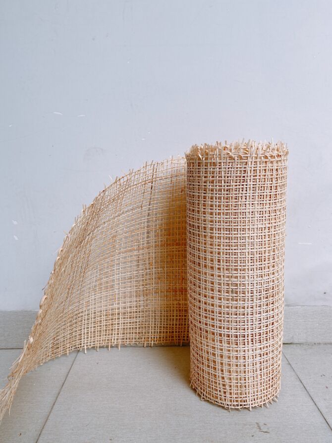 Rattan flet i metermål - Double Square - Image 3