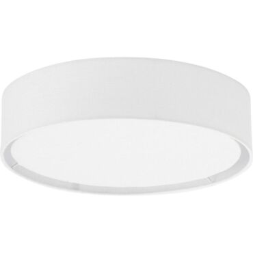 Rund loftslampe i hvidt stof