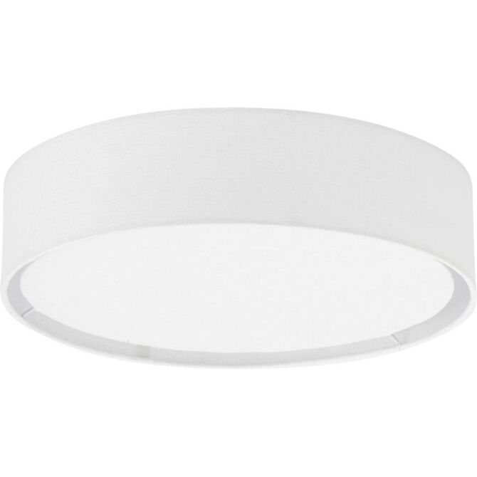Rund loftslampe i hvidt stof