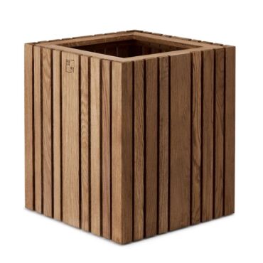 Plantekasse i træ - kvadratisk - mørk egetræ